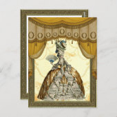 Carte Postale Dame géorgienne avec ventilateur - Or (Devant / Derrière)