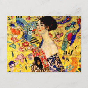Carte Postale Dame Gustav Klimt avec ventilateur