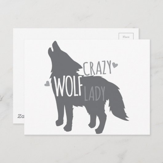 Carte Postale dame loup folle (Devant / Derrière)