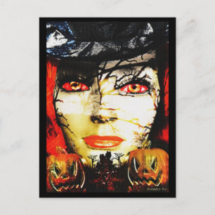 Carte Postale Dame noire d'Halloween