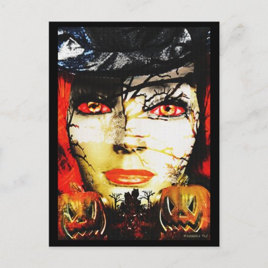 Carte Postale Dame noire d'Halloween (Devant)