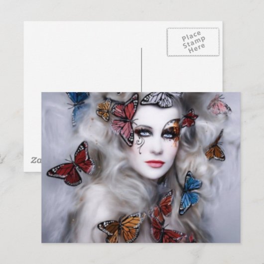 Carte Postale Dame papillon (Devant / Derrière)
