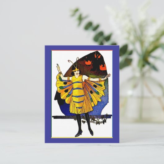Carte Postale Dame papillon (Debout devant)