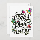 Carte Postale Dame Plante folle, Lettré à la main (Devant / Derrière)