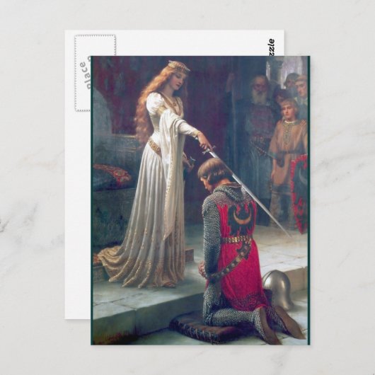 Carte Postale Dame reine chevalier chevalier peinture antique (Devant / Derrière)