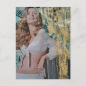 Carte Postale Dame rétro avec perles Collage multimédia (Devant)