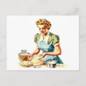 Carte Postale Dame Rétro en Cuisine (Devant)