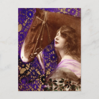 Carte Postale Dame romantique à cheval