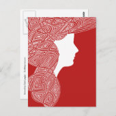 Carte Postale Dame rouge (Devant / Derrière)