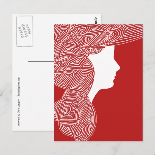 Carte Postale Dame rouge (Devant / Derrière)