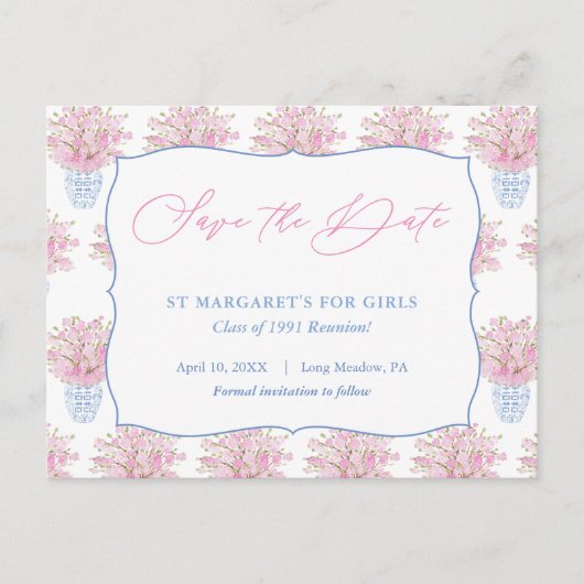 Carte Postale Dame Sauvegarder la date pour la réunion d'anniver (Devant)