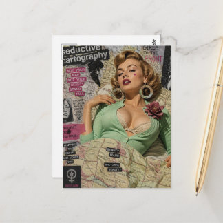 Carte Postale Dame sexy en collage multimédia