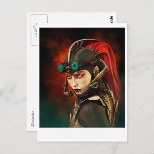 Carte Postale Dame Steampunk (Devant / Derrière)