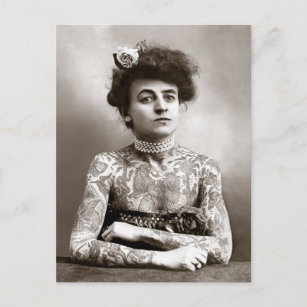 Carte Postale Dame tatouée, 1907