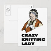 Carte Postale Dame Tricot folle (Devant / Derrière)