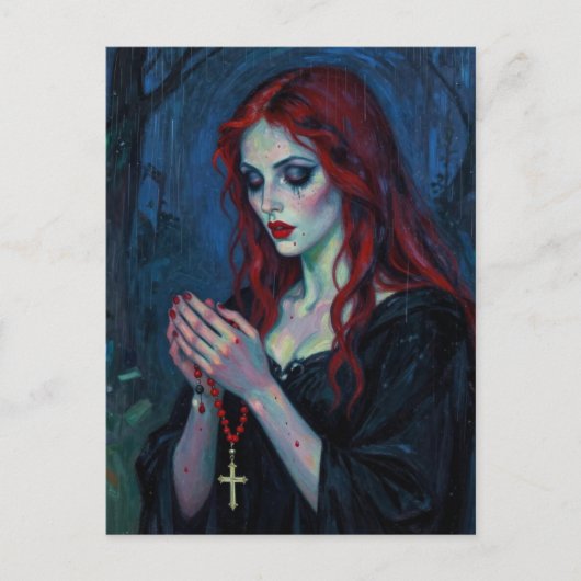 Carte Postale Dame Vampire Avec Rosaire (Devant)