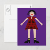 Carte Postale Dame vampire gothique d'Halloween (Devant / Derrière)