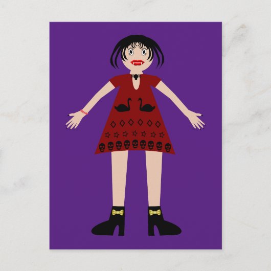 Carte Postale Dame vampire gothique d'Halloween (Devant)