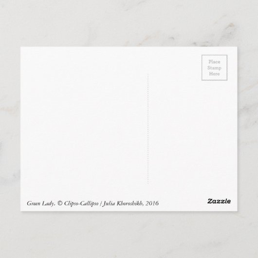 Carte Postale Dame verte / Reine de la forêt, art imaginaire (Dos)