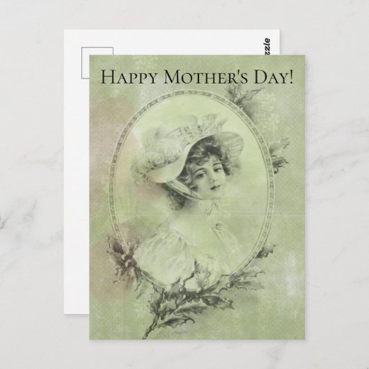 Carte Postale Dame victorienne en Verdigris Vert Casquette (Devant / Derrière)