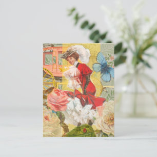 Carte Postale Dame victorienne femme amusement calèche