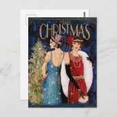 Carte Postale Dames art de Noël des années 1930 (Devant / Derrière)