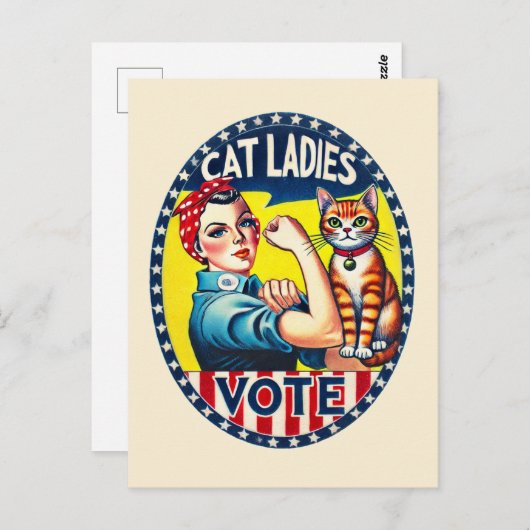 Carte Postale Dames aux chats votent (Devant / Derrière)