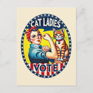 Carte Postale Dames aux chats votent