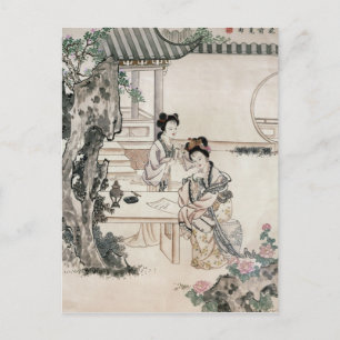 Carte Postale Dames chinoises dans un jardin