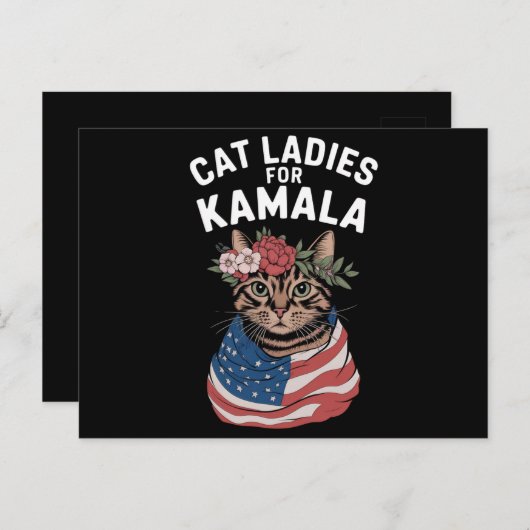 Carte Postale Dames De Chat Pour Kamala Élection De Chat Lady Ha (Devant / Derrière)