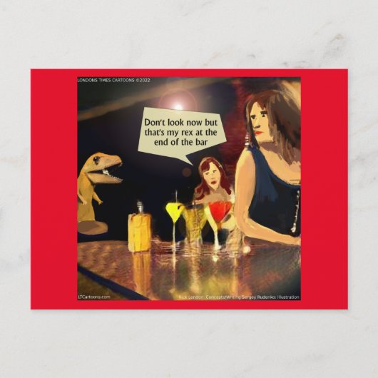 Carte Postale Dames Night Out Drôle Scène T-Rex (Devant)