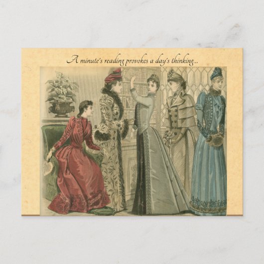 Carte Postale Dames victoriennes à la bibliothèque (Devant)