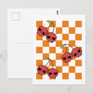 Carte Postale Damier Crâne Cerise – Art mural punk