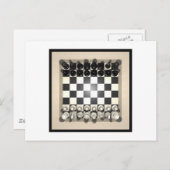 Carte Postale Damier et pièces d'échecs : (Devant / Derrière)
