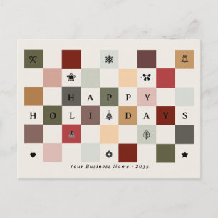 Carte Postale Damier Fêtes de fin d'année Entreprise Coloré