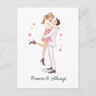 Carte postale d'amour pour couple romantique