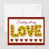 Carte postale d'amour Tournesol (Devant / Derrière)