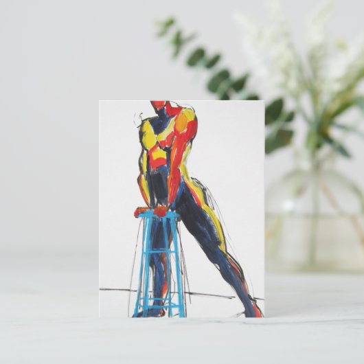 Carte postale Dancer avec outil de dessin (Debout devant)