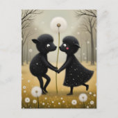 Carte Postale Dancing Black Sheep in Dandylions (Devant)