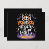 Carte Postale Dancing Skeleton Halloween Citrouille (Devant / Derrière)