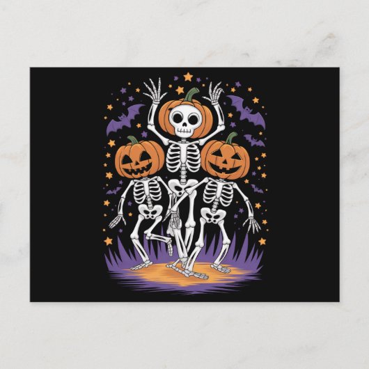 Carte Postale Dancing Skeleton Halloween Citrouille (Devant)