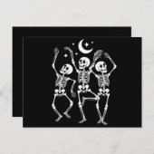 Carte Postale Dancing Skeleton Joyeux Halloween Skull d'automne (Devant / Derrière)