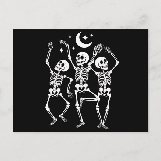 Carte Postale Dancing Skeleton Joyeux Halloween Skull d'automne (Devant)