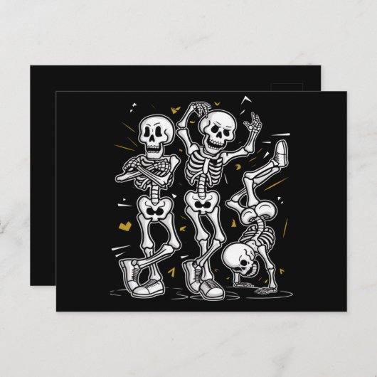 Carte Postale Dancing Skeletons Dance Challenge Halloween (Devant / Derrière)