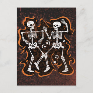 Carte Postale Dancing Skeletons Drôle Halloween Party