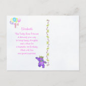 Carte Postale Dancing Teddy Bear 1er anniversaire (Dos)