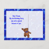 Carte Postale Dancing Teddy Bear 3e anniversaire Merci de fête (Dos)