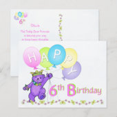 Carte Postale Dancing Teddy Bear 6e anniversaire (Devant / Derrière)