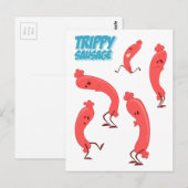 Carte Postale Dancing Trippy Sausage Caractère de dessin (Devant / Derrière)