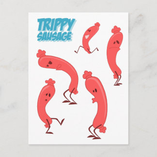 Carte Postale Dancing Trippy Sausage Caractère de dessin